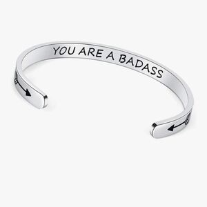 Silver Inspirational Cuff Bracelet